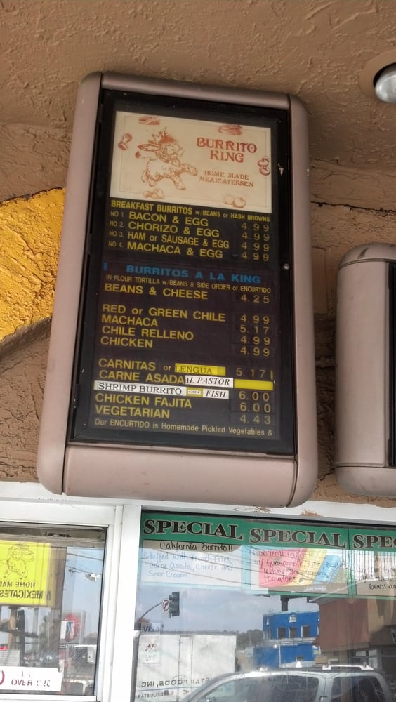 Burrito deals king menu